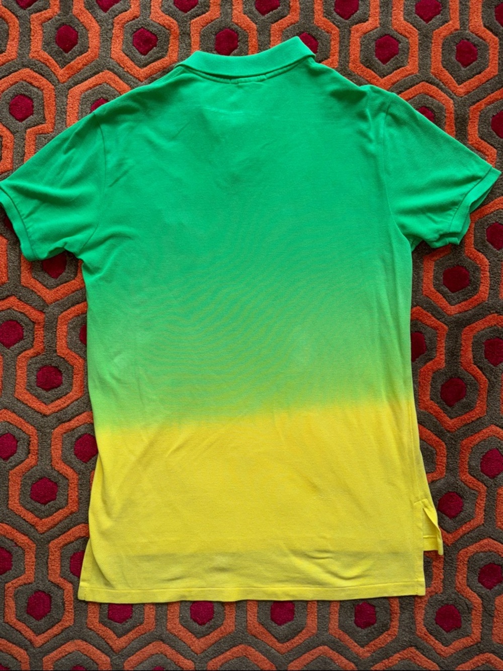 MAKE OFFER! Polo by Ralph Lauren Green to Yellow Ombre Polo Orange Pony MED - Picture 6 of 9